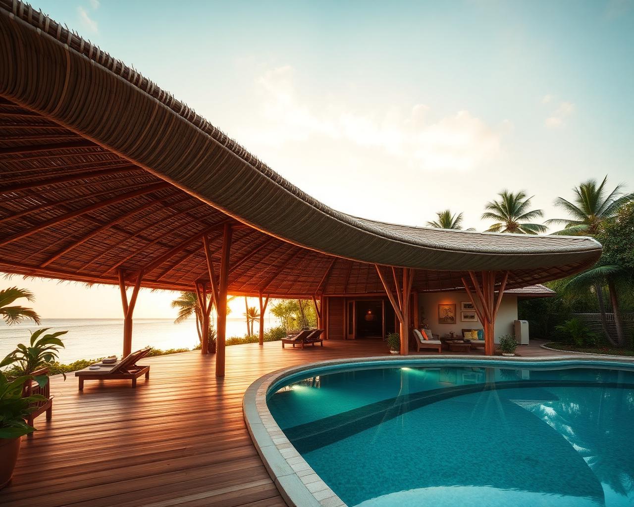 Estructura de bambú arquitectónico en un desarrollo de hospitality